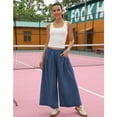 thumbnail image 3 of Lentta Womens Loose Wide Leg Track Pants Drawstring Pockets Elastic Waist Capri Hiking Pants, 3 of 7