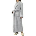 thumbnail image 3 of CFLVAEK Womens Flannel Robes Long Length Thick Warm Winter Bathrobes Plus Size Long Sleeve Lapel Sleepwear with Belt Soft Loungewear with Pockets Gray M, 3 of 7