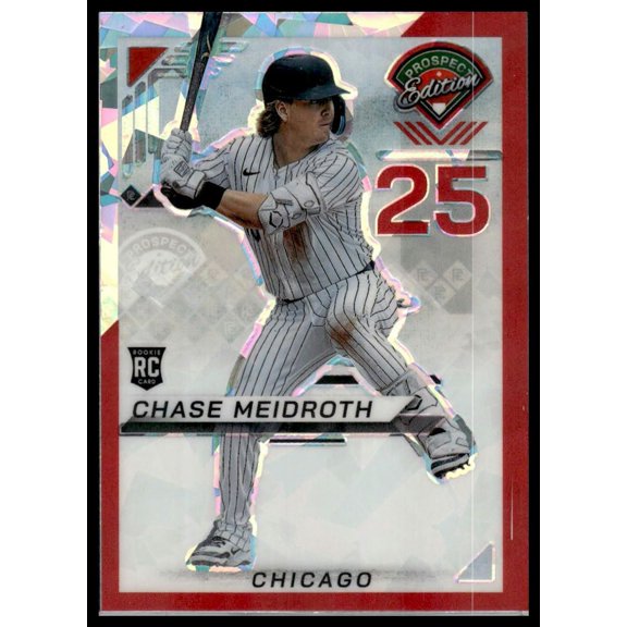 2025 Panini Prospect Edition Prizm Red Ice RC #115 Chase Meidroth Chicago White Sox Baseball Card Near Mint or Better