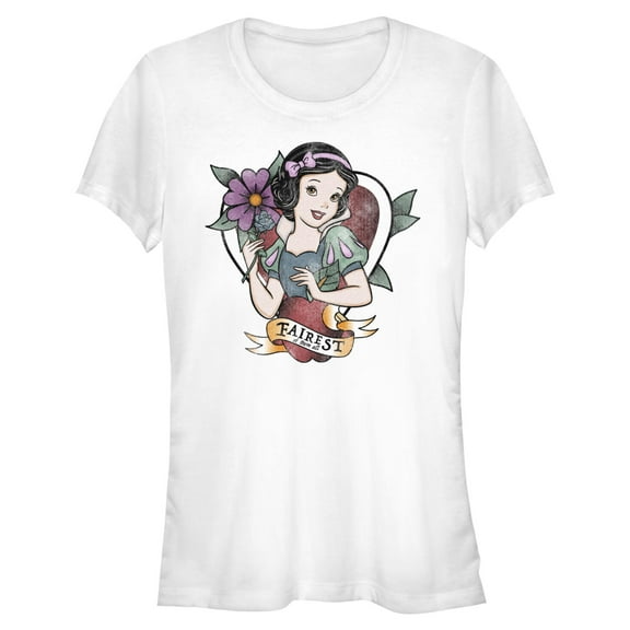Juniors Snow White and the Seven Dwarfs Fairest Tattoo T Shirt