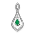 thumbnail image 4 of Auriga Fine Jewelry 14K White Gold Lab Grown Diamond and Created Emerald Dangle Pendant for Women (L-23.35mm), 4 of 5