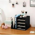 thumbnail image 6 of Wood Desk Organizer File Holder, Wooden Mail Organizer Countertop with Adjustable Compartments, Desktop File Organizer Paper Sorter for Home, Office and School, Envelope Organizer, Black, 6 of 14