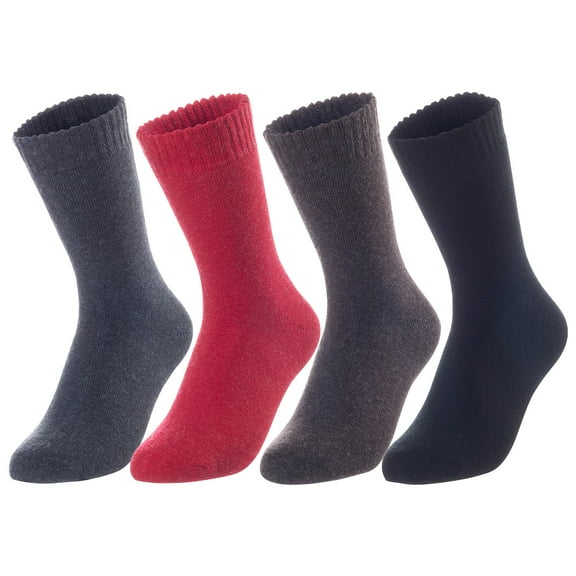 Lovely Annie Unisex Children's 3 Pairs Wool Blend Crew Socks LK0601 Size 9Y-11Y (Dark Grey,Red,Coffee,Black)