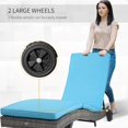 thumbnail image 3 of Outdoor Adjustable Wicker Chaise Lounge Chair with Cushion & Wheels for Patio, Deck, Poolside, Sky Blue, 3 of 7