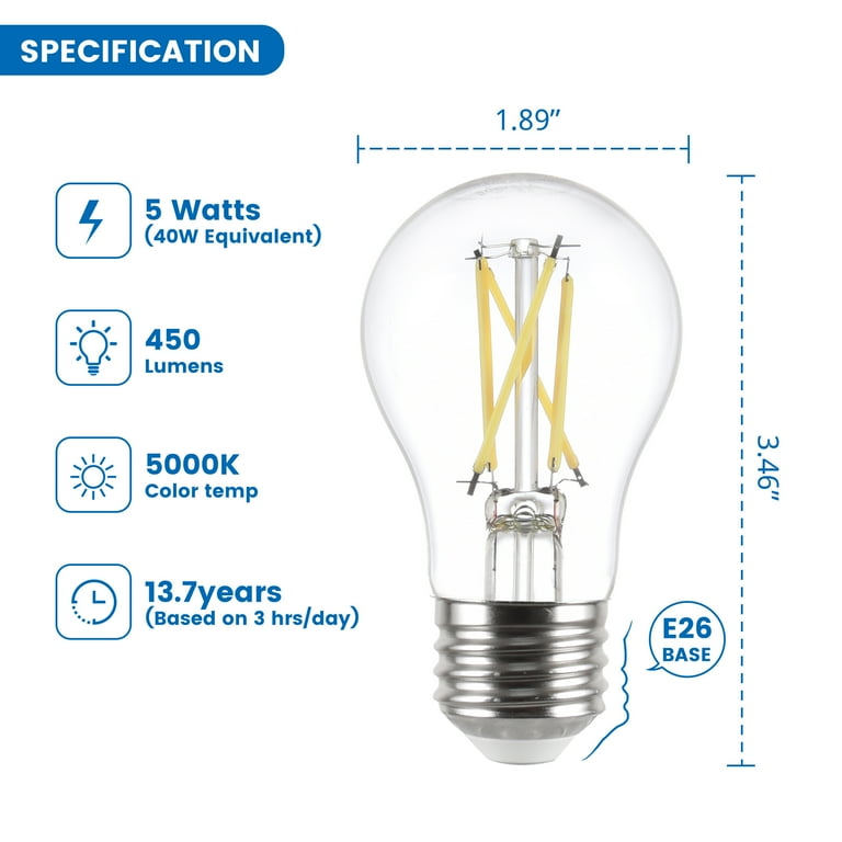Great Value LED Ceiling Fan Bulb, 5-Watt (40W A15 Shape E26