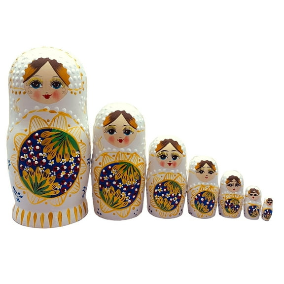 Novelty Russian Doll Set of 7 Hand Painted Wood Matryoshka for Art