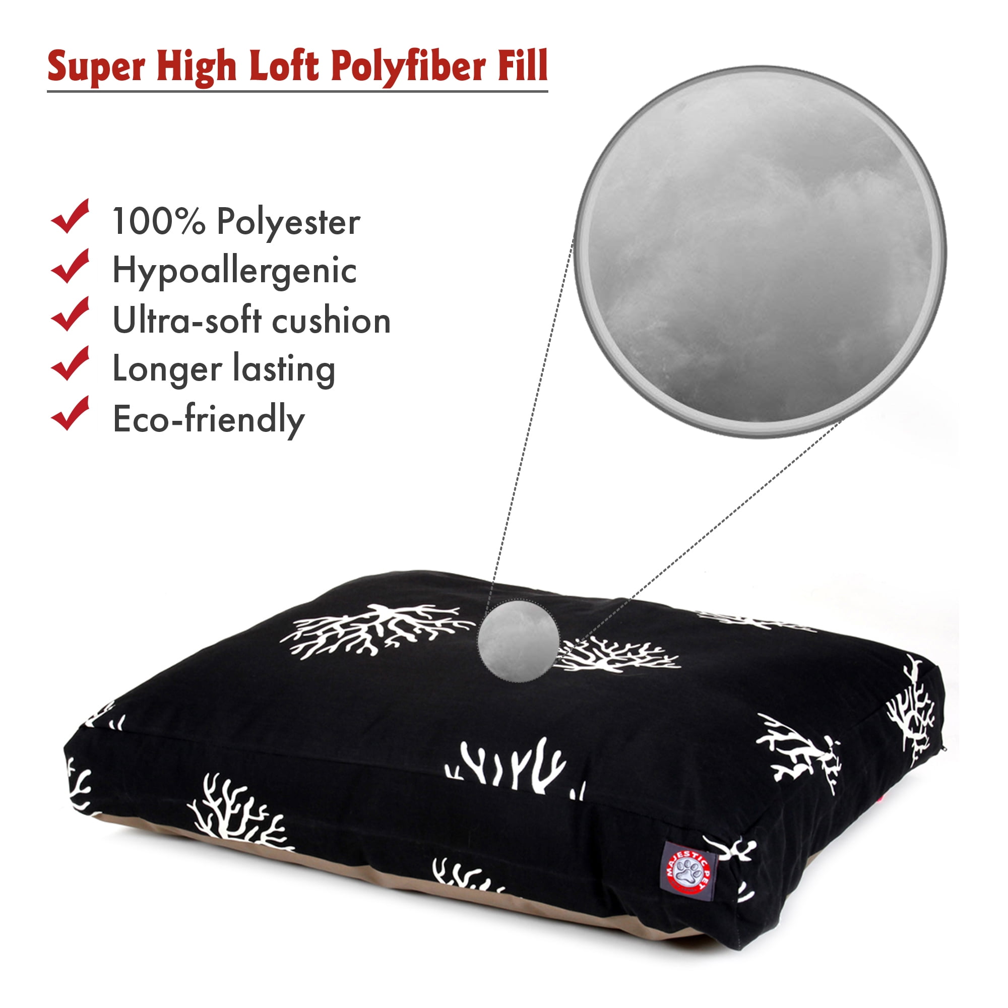 Majestic Pet | Coral Rectangle Pet Bed For Dogs, Removable Cover, Black, Extra Large