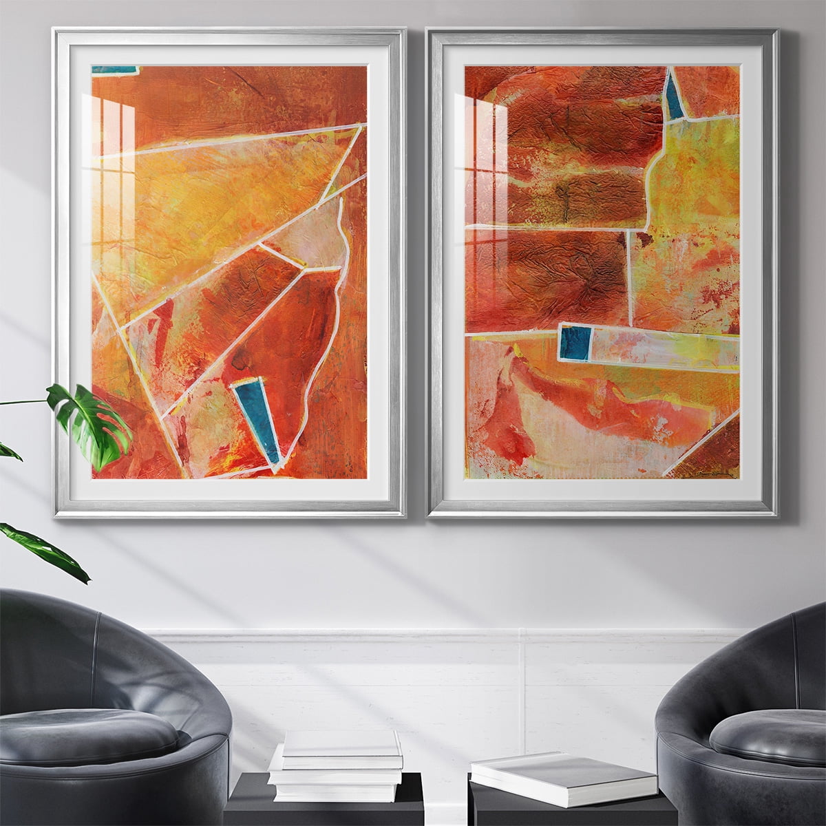 Wexford Home Primary Connection III Premium Framed Print, 22.5" x 30.5" - Ready to Hang, Silver (Set of 2)