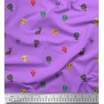 thumbnail image 1 of Soimoi Purple Japan Crepe Satin Fabric Skull & Cat Tribal Printed Craft Fabric by the Yard 42 Inch Wide, 1 of 3