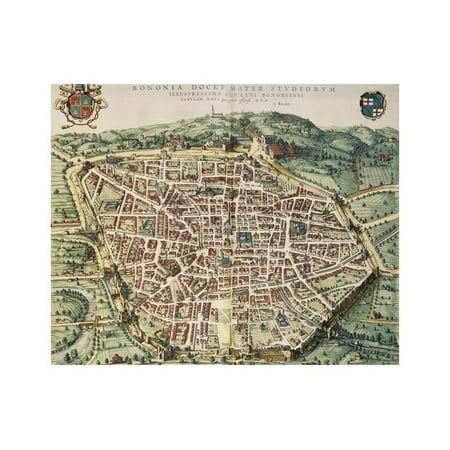 City Map of Bologna, Italy, 16th Century Print Wall Art - Walmart.com