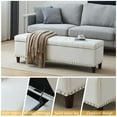 thumbnail image 3 of Ktaxon Storage Ottoman Footstool Organizer,51.5'' Tufted PU Sofa Bed Bench for Entryway, Living Room Bedroom Off White, 3 of 11