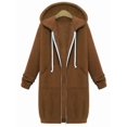 thumbnail image 3 of Womens Hoodies Sweatshirts with Zipper Oversized Fashion Long Hooded Fall Winter Jackets with Pockets Brown M, 3 of 8