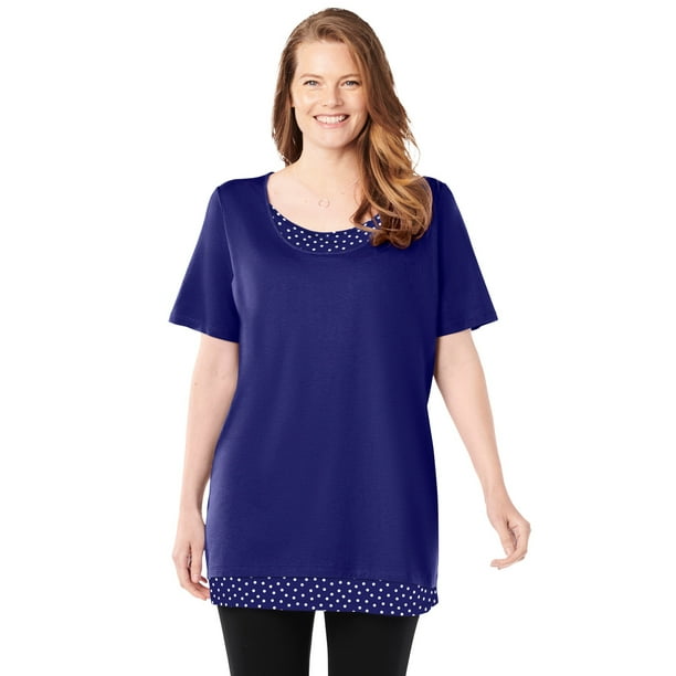 Woman Within - Woman Within Women's Plus Size Layered-Look Print Tunic ...