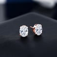 thumbnail image 3 of Gem Stone King 18K Rose Gold Plated Silver White Zirconia Stud Earrings for Women Men | 2.42 Cttw | Gemstone Birthstone | Oval 8X6MM, 3 of 4