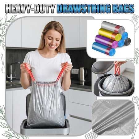 4 Gallon Drawstring Trash Bags 1.1 Mil Thick 75 Count Unscented White Wastebasket Liners Tear And Leak Resistant For Bathroom Kitchen Office And Bedroom