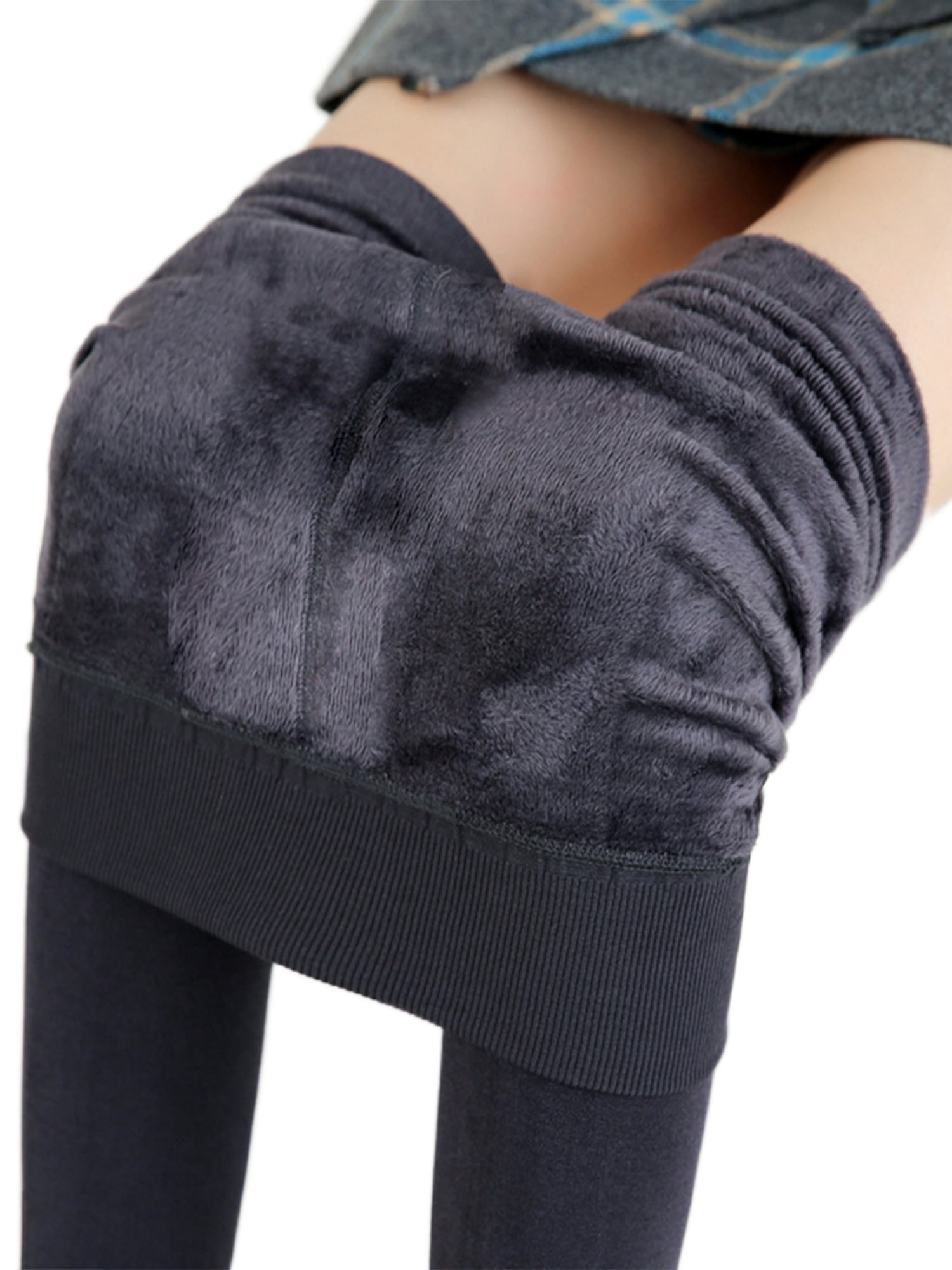 Frontwalk Woemen Thicken Plush Solid Color Leggings Elastic Waisted Skinny  Thermal Long Johns Ladies Fleece Lined Workout Underwear Bottoms Coffee 2XL  