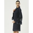 thumbnail image 3 of DressBerry Women’s Solid Poly Georgette Dress Round Neck Long Bell Sleeves Knee Length Regular Wear Light Weighted Casual Summer Dress, 3 of 7