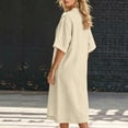thumbnail image 6 of YuXingFu Long Dresses for Women Mini V-Neck Plus Size Womens Dress Short Sleeve A Line Casual Summer Beige L, 6 of 9