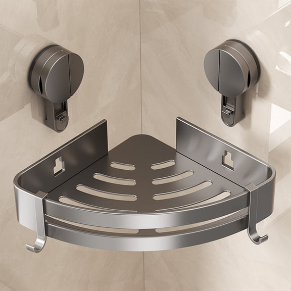GvuoFny Bathroom Shelves Corner Shower, No-Drill Shower Caddy with Hooks, Removable Rust-Proof Shower Basket