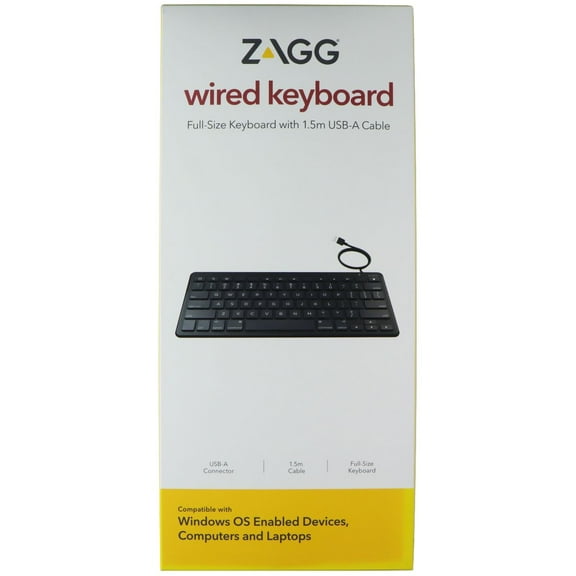 ZAGG Wired 1.5M USB-A UK English QWERTY Keyboard - Black