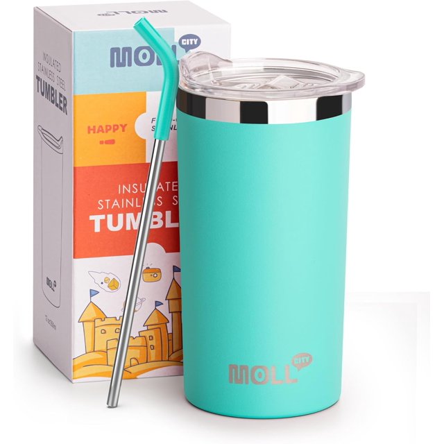 Tasse pour Enfants 12 oz en Acier Inoxydable à Double Paroi Isolée sous Vide avec Couvercles et Pailles - Réutilisable pour Eau Chaude et Froide - Étanche et Antidérapante (Bleu Sarcelle)