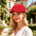 thumbnail image 5 of Men Women Summer Mesh Newsboy Cap, Hollow Breathable Ivy Flat Cap, Lightweight Sun Visor Hat for Casual Outdoor Streetwear(Red), 5 of 6