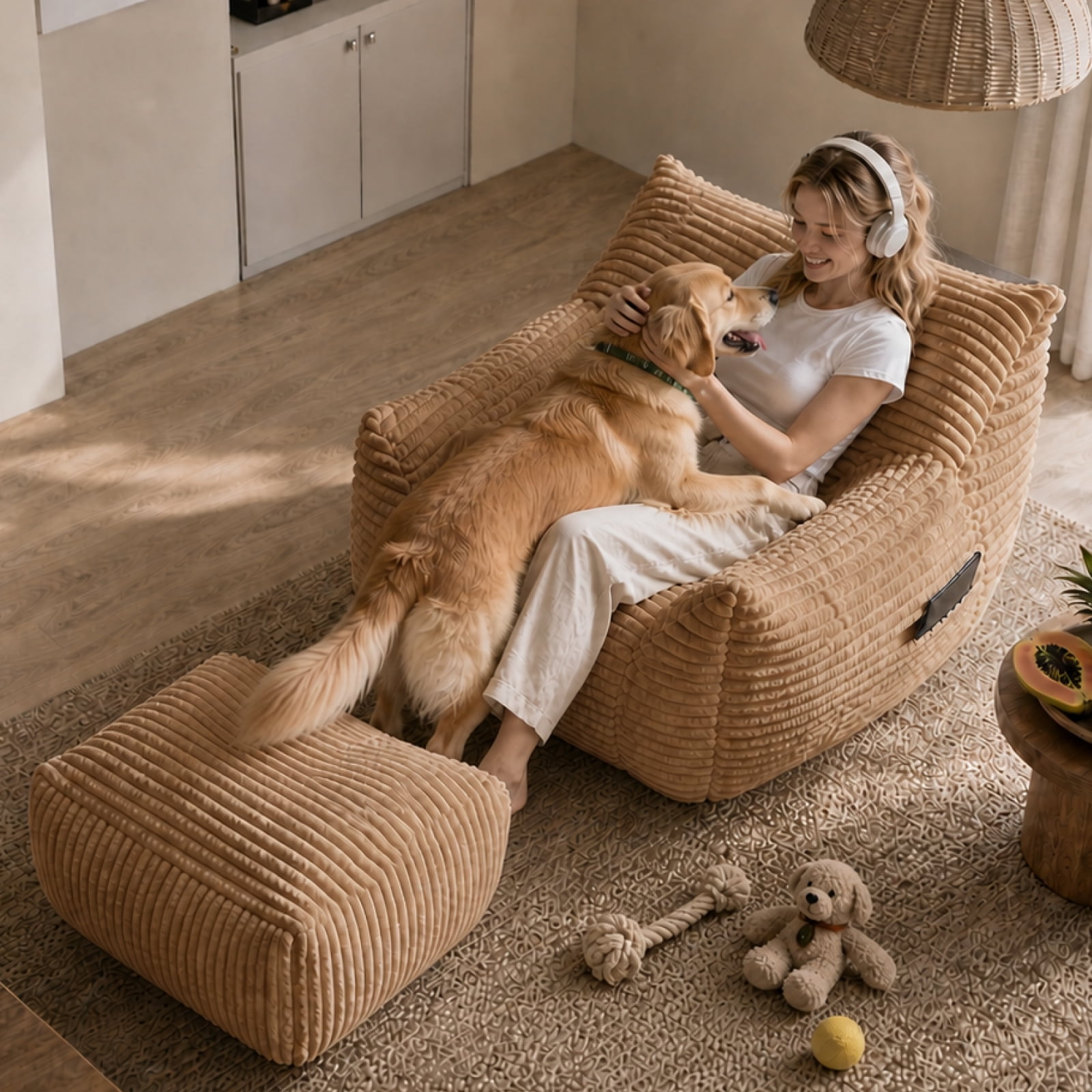 Bean Bag Chair for Adults, Oversized Comfy Beanbag Living Room Lazy Sofa for Bedroom & Dorm