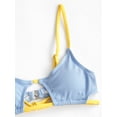 thumbnail image 5 of ZAFUL Women Swimsuit Contrast Strap Ribbed Cut Out Thong Bikini Swimwear Light Blue M, 5 of 6