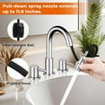thumbnail image 5 of Chrome Bathroom Faucet 3 Hole with Pull Down Sprayer 2 Modes, Pull Down Bathroom Sink Faucet with Pop Up Drain, 8 Inch Widespread Faucet, 5 of 6