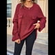 thumbnail image 4 of Blusas de Punto para Mujer 2025, Suéter de Cuello Redondo de Larga Extragrande, Blusas Informales de Negocios, Suéter Básico. Vino Tinto S, 4 of 10