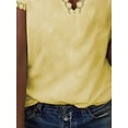 thumbnail image 4 of DYMADE Women Plus Size Temperament Commuter Solid Color Pullover Lace Splice V-neck Short Sleeve T-shirt, 4 of 4