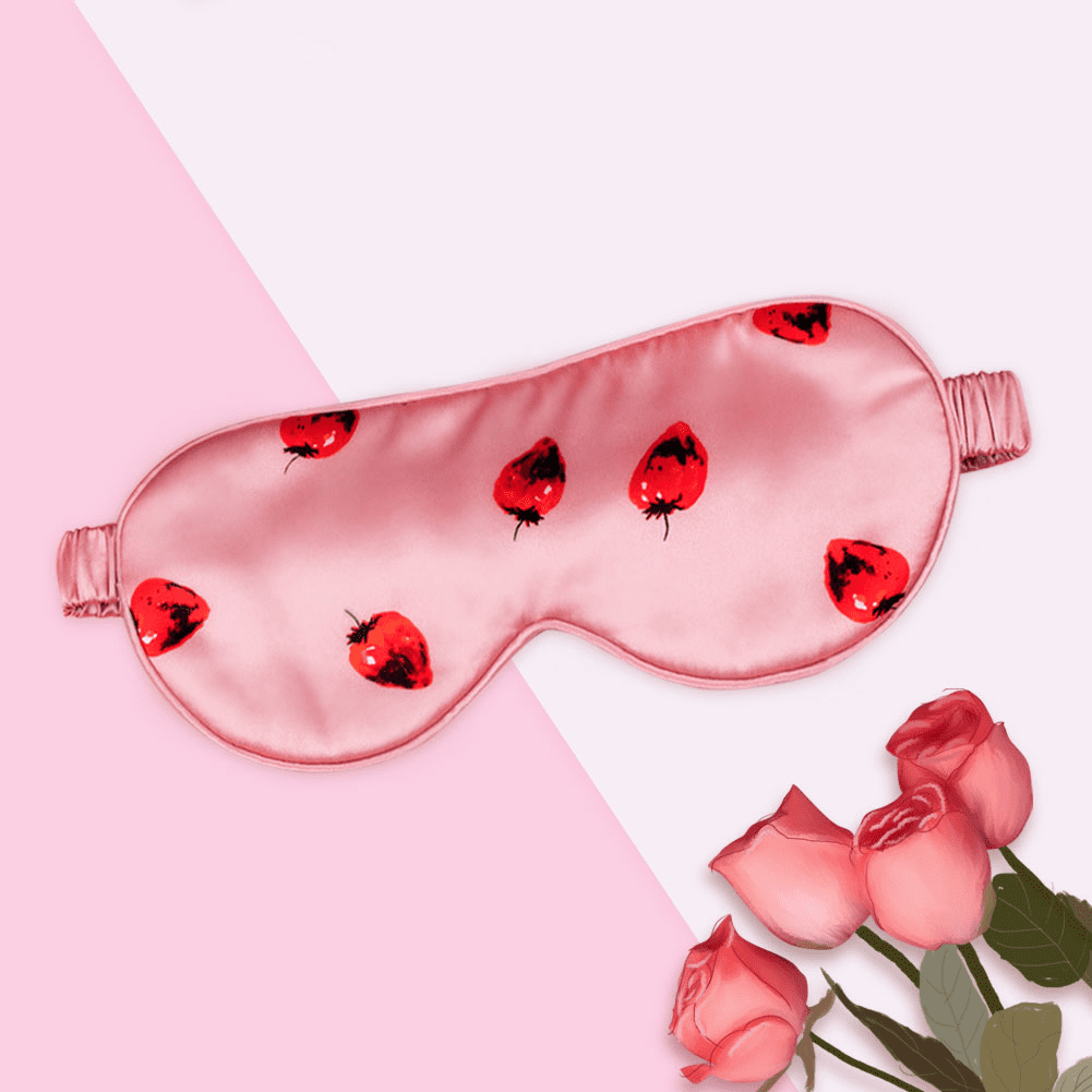 THXSILK 19 Momme Silk Strawberry Sleep Eye Mask，Super Soft Eye Mask for