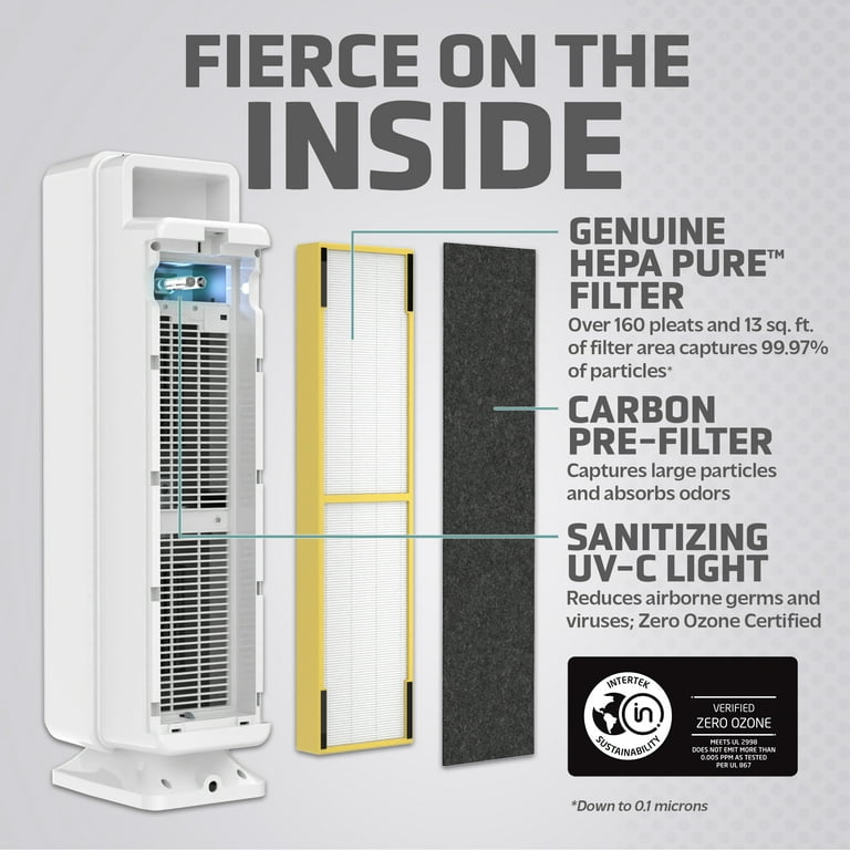 GermGuardian Air Purifier with HEPA Filter UV C Removes Odors Smoke Mold 870 Sq. ft. AC5350W