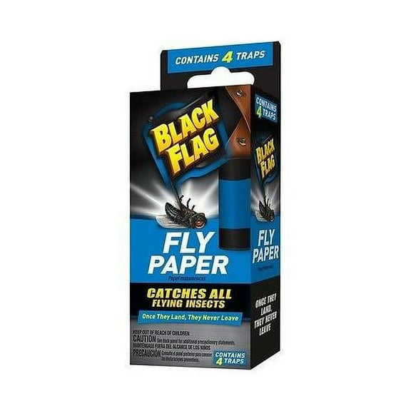 Black Flag Fly Paper - 3 Pack, Traps All Flying Insects, Contains 4 per ...