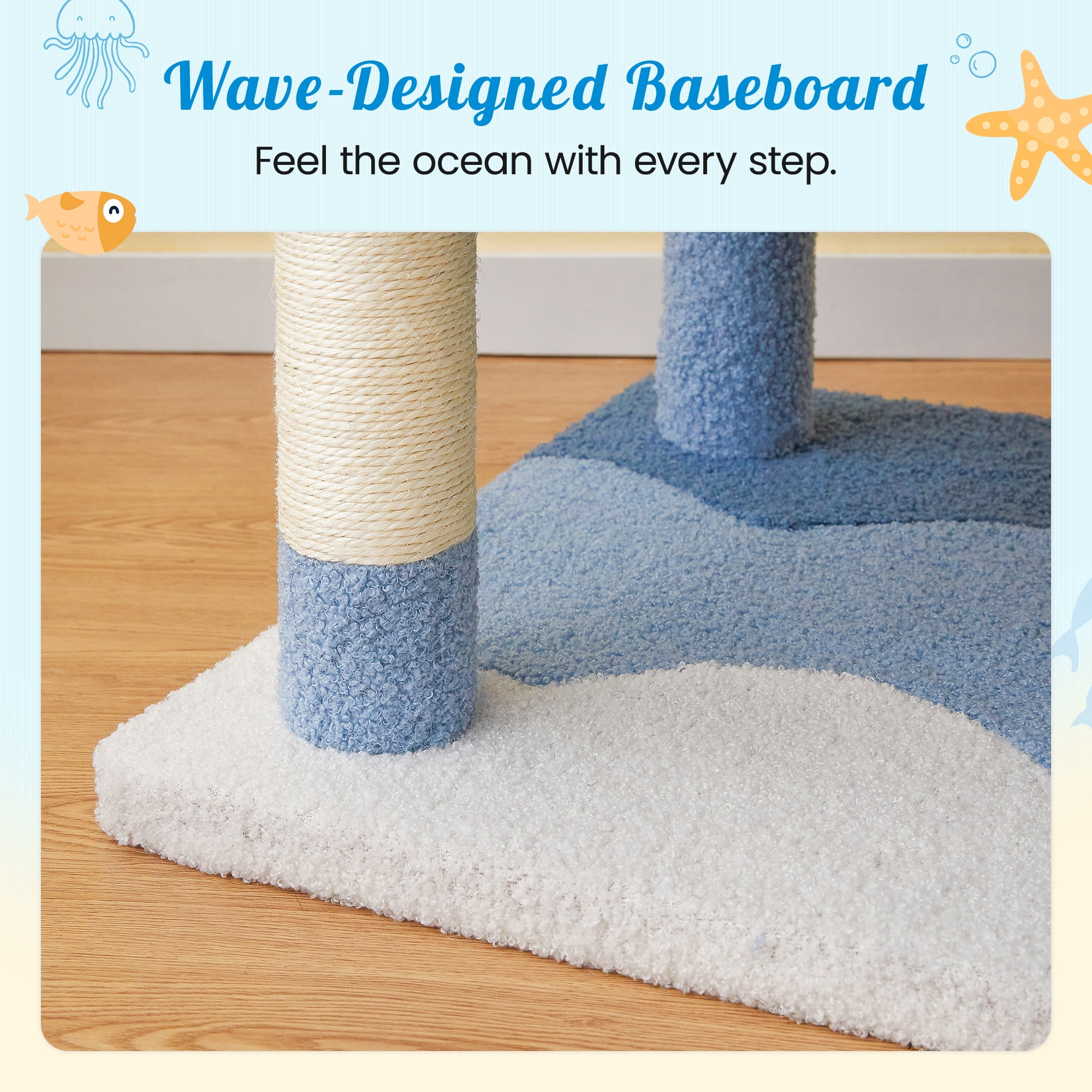 MWPO 63.8" Multi-Level Cat Tree with Condo and Scratching Post Tower, Blue