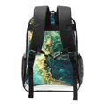 thumbnail image 2 of Susaid Turquoise Golden Swirl Print Clear Backpack See Through Transparent Plastic Clear Bookbags for School, College, Stadium,Work, 2 of 7