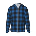 thumbnail image 1 of Fotbe Blue Black Plaid Chaqueta con Protección Solar UPF 50+ para Hombre y Mujer, Camisa con Capucha y Bolsillos-3X-Large, 1 of 7
