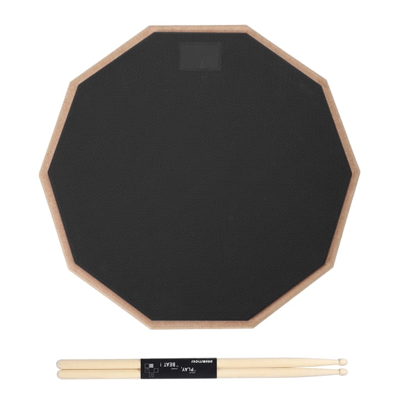 Uxcell Practice Drum Pad Set, 12 Inch Double Sided Silent Snare Drum Pad with 5A Drumsticks for Drummers, Beginners, Quiet Training (Black)