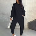 thumbnail image 4 of ibuvkizy Two Piece Sets for Women,Winter Outfits for Women 2025 Women's Solid Color Casual Round Neck Loose Irregular Long Sleeved Pocket Pants Set Black,S, 4 of 9