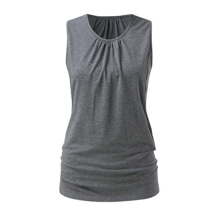 

Awdenio Pregnant Womens Tops Sale Solid Color Sleeveless Round Neck Breastfeeding Blouse Vest