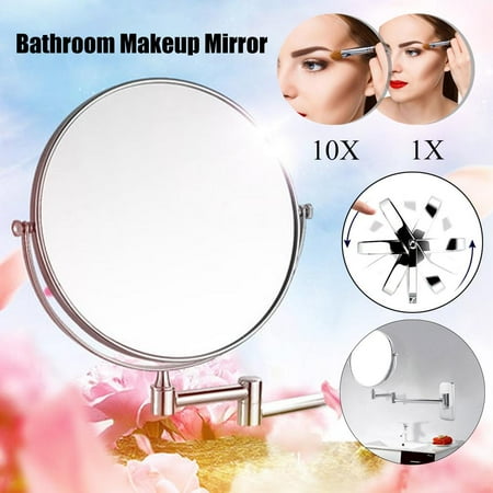 Spptty Wall Mount Double Sided Cosmetic Mirror Rotatable Bathroom Makeup Mirrors 10x Magnification, Wall Mount Makeup Mirror