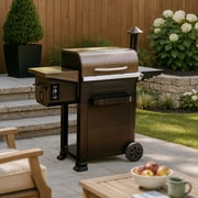 Z GRILLS Flame Expert 572 Sq.in Cooking Area 8 in 1 Wood Pellet Grill & Smoker with Direct Flame Searing, Auto Temperature Control for Outdoor BBQ, Bronze-6002B