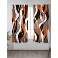 thumbnail image 2 of Sheer Curtains 72 Inches Long 2 Panels Set for Bedroom, Abstract Stripes Semi Sheer Curtains for Windows, Retro Modern Orange Black Gray Lines Voile Window Treatments Rod Pocket Curtain, 2 of 7