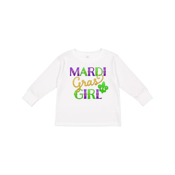Inktastic Mardi Gras Girl Girls Long Sleeve Toddler T-Shirt