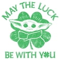 thumbnail image 2 of Women's Star Wars: The Mandalorian St. Patrick's Day Grogu May the Luck be with You Retro Graphic Tee White Medium, 2 of 4