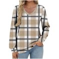thumbnail image 2 of Womens Oversized Plaid Shirt V Neck Flannel Long Sleeve Pullover Tops Comfy Casual Winter Outfits with Pockets, 2 of 5