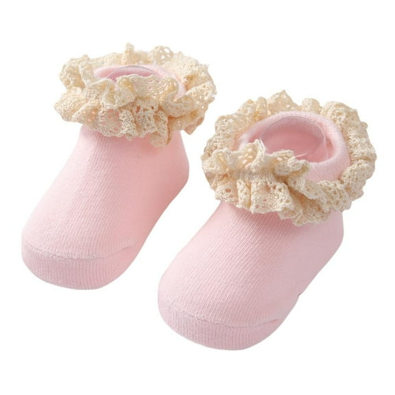 Baby Cotton Socks Cute Lace Princess Socks Non-Slip Floor Socks Pure Cotton Breathable Lace Ruffled Princess Knitted Socks