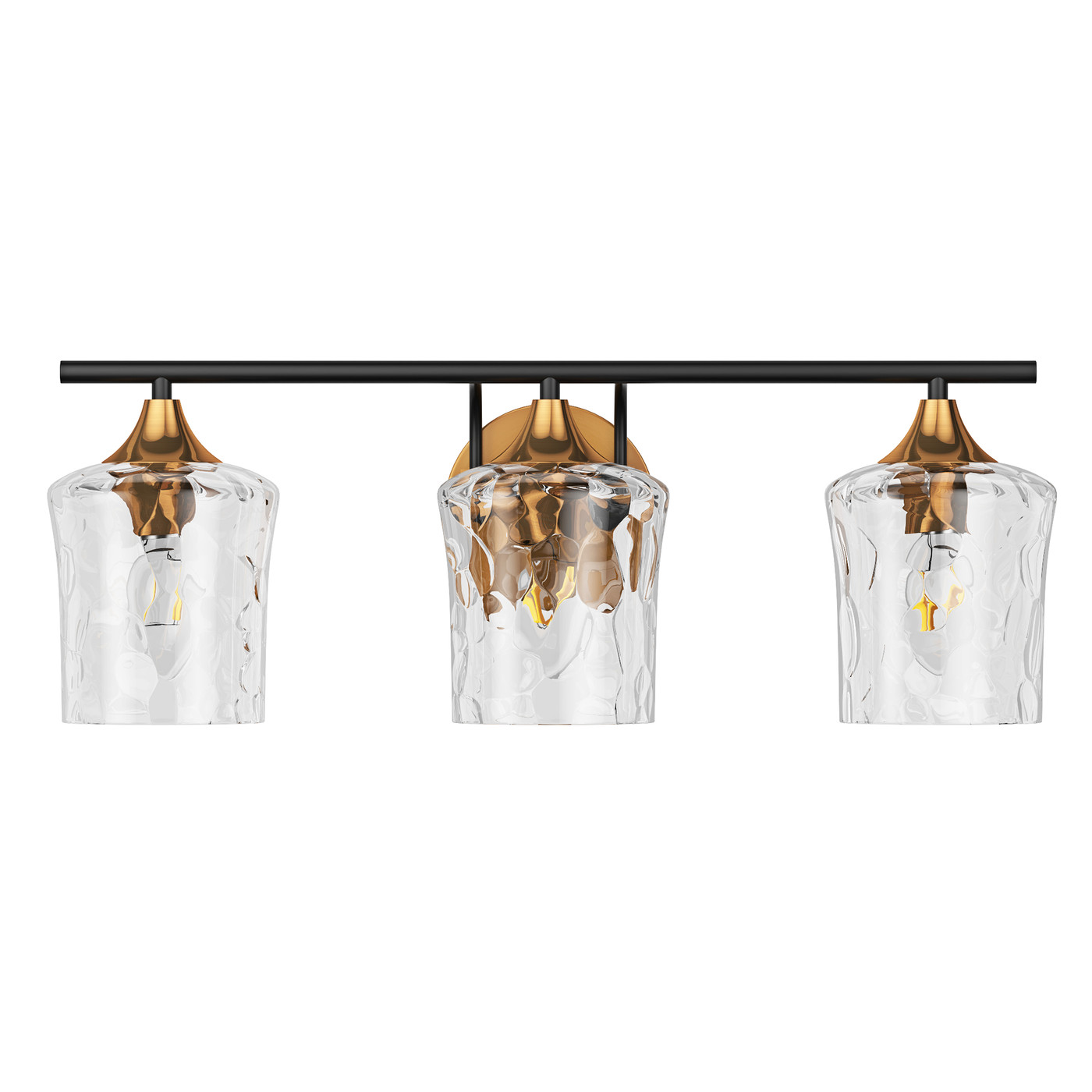 Aiwen Gold Brushed Crystal Vanity Light Fixture 3-Light Modern Bathroom Light Fixture over Mirror Vintage Wall Sconce