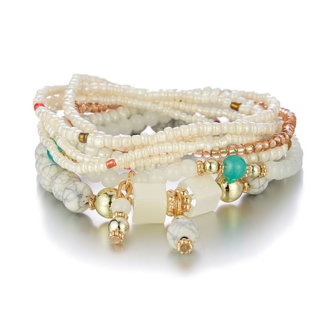 Pulsera de múltiples capas hecha a mano de Bohemia, pulsera creativa de cuentas de turquesa