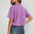 thumbnail image 6 of Gaexia Women's Casual Cropped T-Shirt Loose Fit Short Sleeve Summer Round Neck Athletic Top (Purple,XL), 6 of 7
